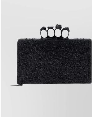 McQueen Decorative Knuckle Clutch Bag - Black