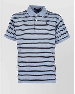 Prada Striped Polo Shirt Short Sleeves Collar - Blue