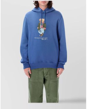 Polo Ralph Lauren Graphic Print Cotton Blend Hooded Jumper - Blue
