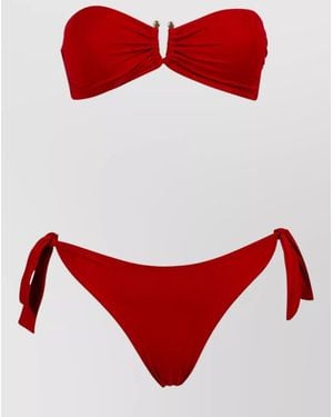 Fisico Bikini Bandeau Top Detail Ties - Red