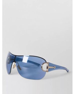 Gucci Mask Style Rimless Sunglasses Metal Detail - Blue