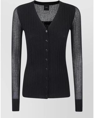 Pinko Cardigan Wool Silk Cashmere Blend V Neck - Black
