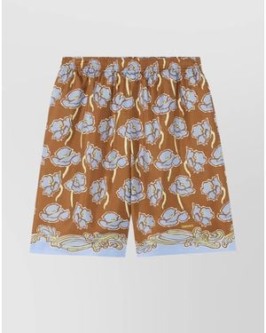 Versace Silk Logo Print Tailored Shorts - White