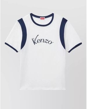 KENZO Logo T Shirt Contrast Sleeves Crew Neck - Multicolour