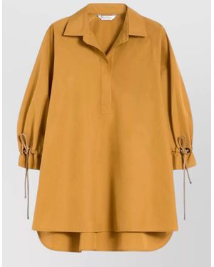 Max Mara Mxmadorni Stripe Raglan Blouse High Low - Yellow