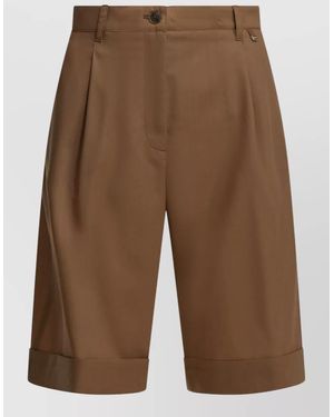 Herno Wool Shorts Pleated Front Belt Loops - Brown