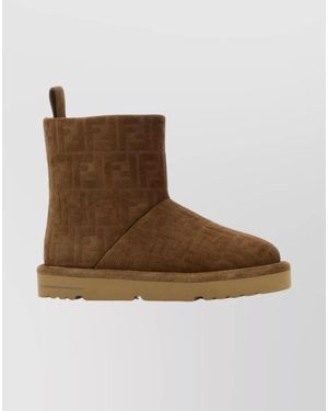 Fendi Suede Leather Ankle Boots - Brown