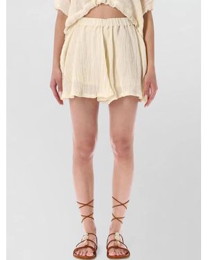 120% Lino Bermuda Skirt Lightweight Flowy Design - Natural
