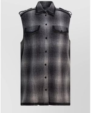 Golden Goose Checked Sleeveless Shirt Dress - Black