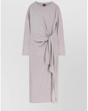 BOSS Midi Dress With Knot Detail And Long Sleeves - Multicolor