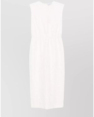 Harris Wharf London Cotton Gathered Midi Dress - White