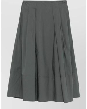 Woolrich Cotton Midi Skirt High Waist Buttons - Gray