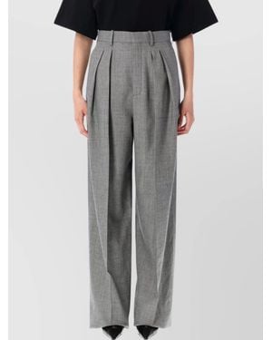 Saint Laurent Pinced Pant With Pleated Wide Leg - Gray
