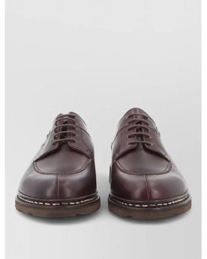 Paraboot Derby Shoes Round Toe Leather Upper - Brown