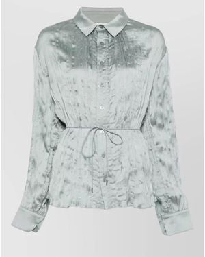 STAUD Suki Shirt Drawstring Collar Waist Tie - Gray