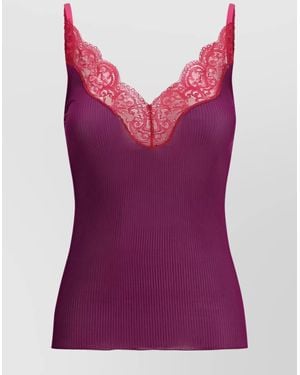 Saint Laurent Customized Fit Lace Top - Purple