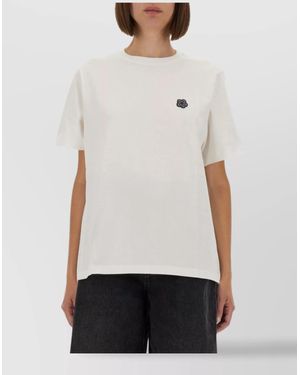 KENZO Short Sleeve Crew Neck Embroidered Top - White