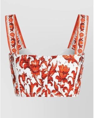 Dolce & Gabbana Poplin Top Maiolica Floral Motif - Red