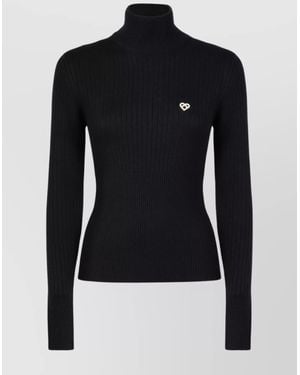 CASABLANCA Ribbed Turtleneck Sweater Long Sleeves - Blue