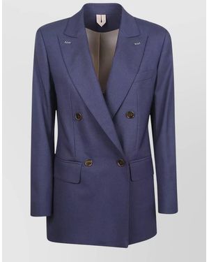 Max Mara Tailored Double Breasted Jacket Notch Lapel - Blue