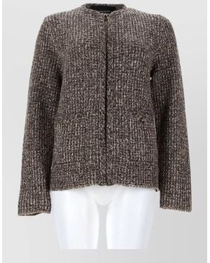 Fabiana Filippi Tweed Pattern Jacket Textured Fabric Round Neck - Black