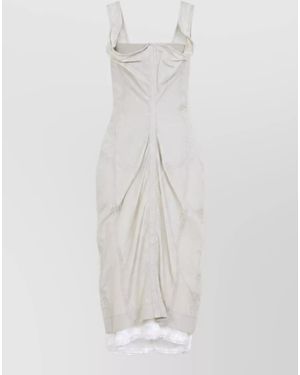 Bottega Veneta Silk Sleeveless Draped Asymmetric Midi Dress - White