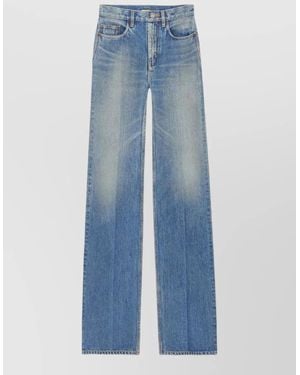 Saint Laurent Yves Flared High Waist Denim Trousers - Blue