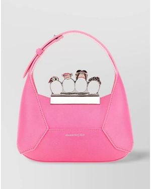McQueen The Jewelled Hobo Mini Leather Shoulder Bag - Pink