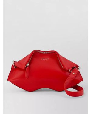 McQueen Manta Clutch Leather Crossbody Bag - Red