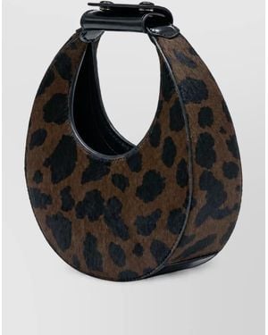 STAUD Moon Leather Clutch Bag - Black