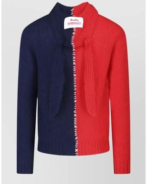 Charles Jeffrey Hooded Crewneck Knitwear Contrast Stitching - Blue