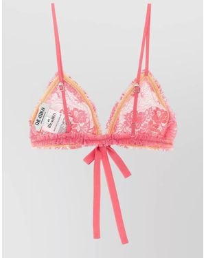 The Attico Lace Bra Floral Pattern Sheer Fabric - Pink