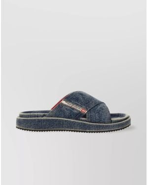 DIESEL Crossover Denim Slide Sandal - Blue
