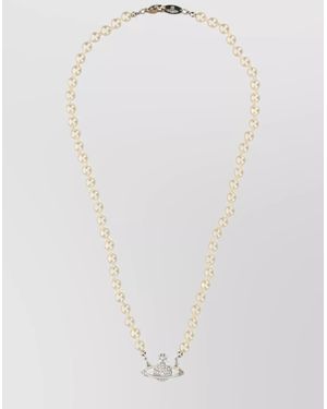 Vivienne Westwood Plated Orb Pendant Pearl Necklace - White