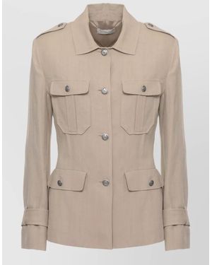 Antonelli Linen Viscose Single-Breasted Blazer - Natural
