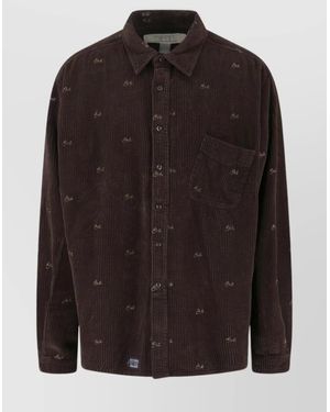 ERL Long Sleeve Collared Top With Chest Pocket - Brown