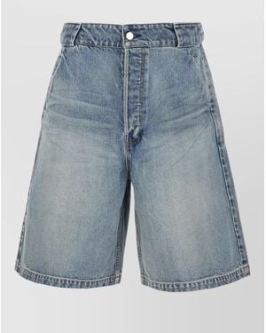 Fear Of God High Waist Denim Bermuda Shorts Belt Loops - Blue