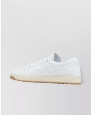 Prada Low-Top Rubber Sole Sneakers With Perforated Toe Cap - White