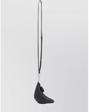 Lemaire Crescent Leather Necklace Strap Wallet - White