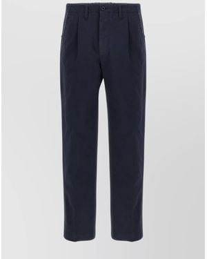 Incotex Cotton Pants With Pleated Front And Pockets - Blue