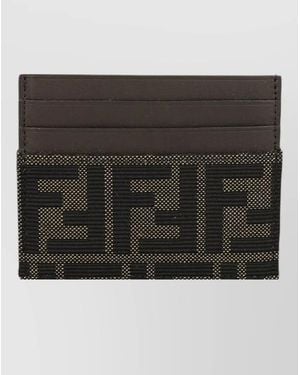 Fendi Leather Ff Jacquard Card Holder - Black