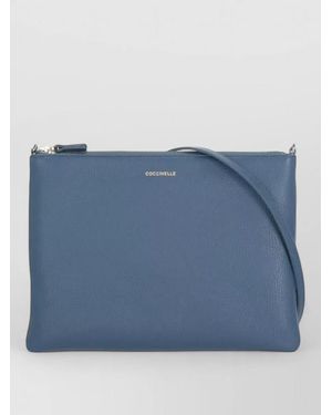 Coccinelle Pebbled Leather Clutch Bag Removable Strap - Blue