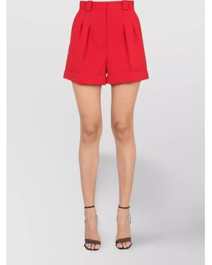 Moschino Pleated Cuffed Shorts Belt Loops - Red