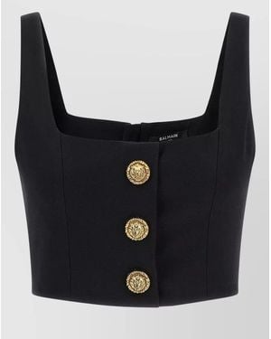 Balmain Wool Brassiere Top - Black