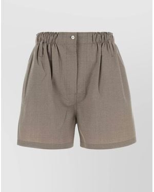Prada Wool Shorts With Pleated Front And Back Pocket - Gray