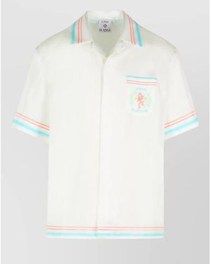 CASABLANCA Silk Short-Sleeve Camp-Collar Shirt - White