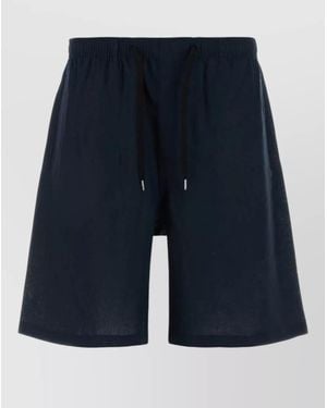 Cellar Door Linen Jago Bermuda Shorts Back Pocket - Blue