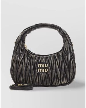 Miu Miu Matelassé Quilted Leather Shoulder Bag - Black
