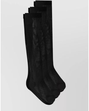 Dolce & Gabbana Three Pack Logo Knee High Socks - Black