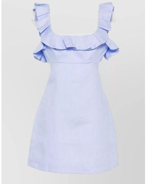 Zimmermann Silk Blend Mini Dress Open Back - Blue